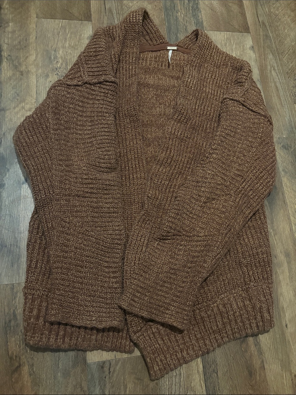 Free People Chunky Rust Brown Open-Front Cardigan - Picture 1 of 6